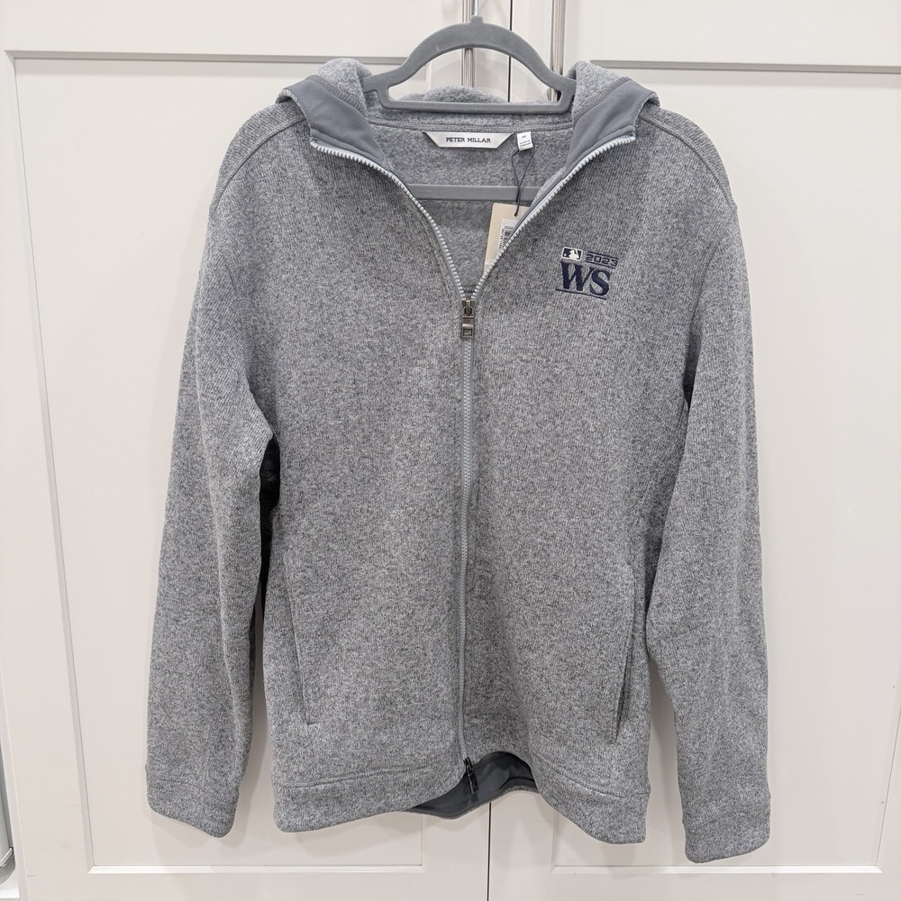 Peter Millar 2023 World Series MLB Fleece Full Zip Hoodie Men's M Gray NWT
